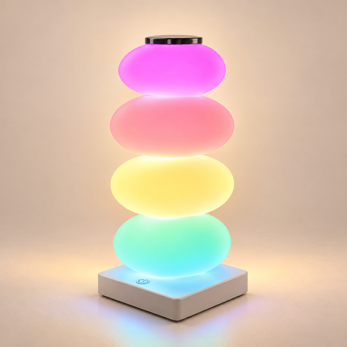 Lampe de Chevet Multicolore à Galets Empilés - NeonPop | Cocon de Lune - dégradé de couleurs