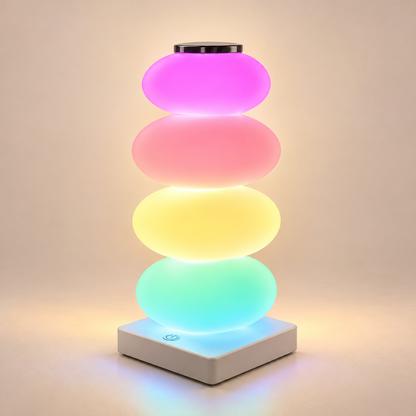 Lampe de Chevet Multicolore à Galets Empilés - NeonPop | Cocon de Lune - dégradé de couleurs