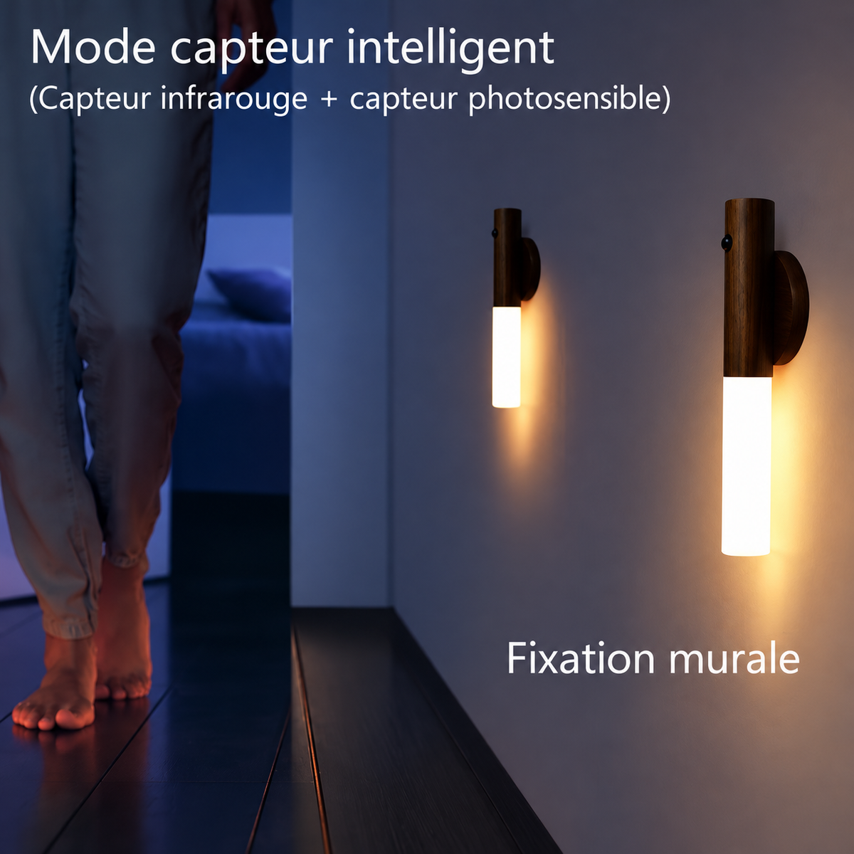 Lampe de Chevet Murale Magnétique Amovible - Brindille | Cocon de Lune - Détecteur de mouvement la nuit