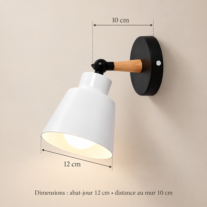 Lampe de Chevet Murale Orientable - Rameau - Dimensions abat-jour 12 cm et 10 cm au mur | Cocon de Lune