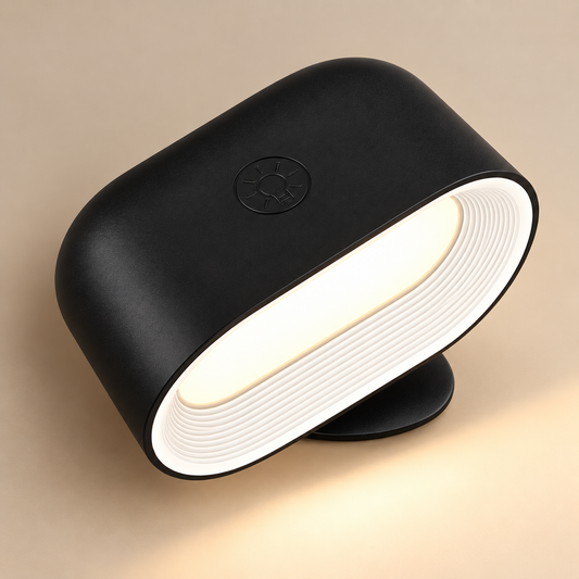 Lampe de chevet murale rechargeable SlideWall noire, boîtier ovale et lumière blanc chaud | Cocon de Lune