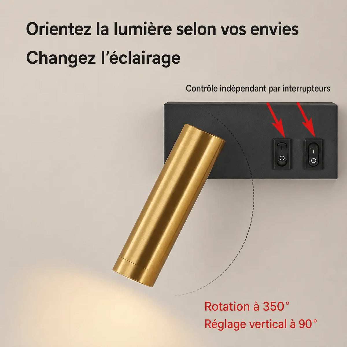 Lampe de Chevet Murale Liseuse Orientable - WallLux Cocon de Lune