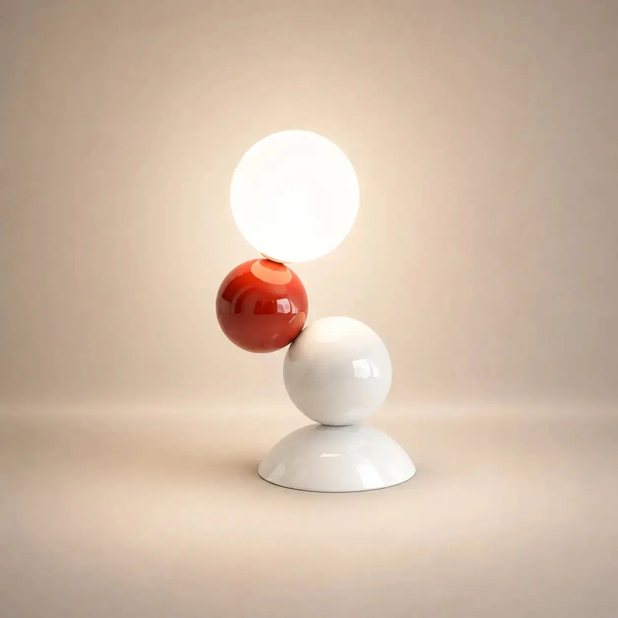 Lampe de Chevet Originale - Spheria | Cocon de Lune Rouge-Blanc