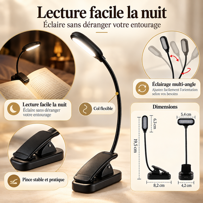 Lampe de Chevet Pince à Piles - AttacheLumière | Cocon de Lune - Lecture au lit et dimensions
