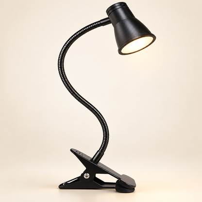 Lampe de Chevet Pince USB 3 Teintes - Petit Ancrage | Cocon de Lune - Noire allumée