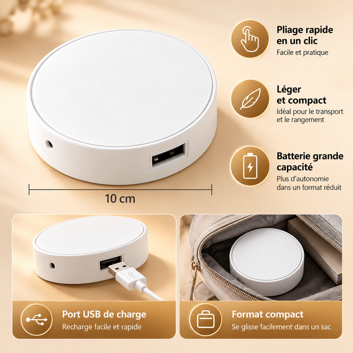 Lampe de Chevet Pliable avec Horloge - Switch | Cocon de Lune - Pliée et compacte
