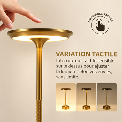 Lampe de Chevet Rechargeable Tige Moletée - LumiTouch | Cocon de Lune - commande tactile sur le dessus de l'abat-jour pour régler l'intensité de la lumière
