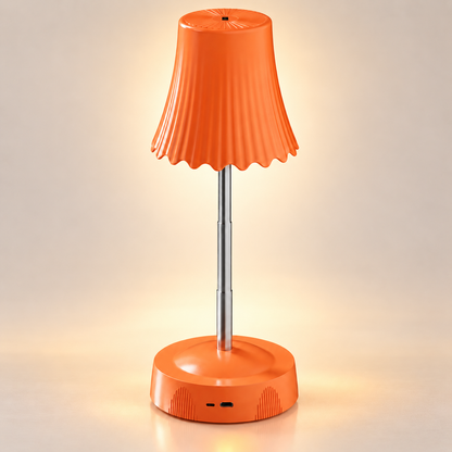 Lampe de chevet Sensor coloris Orange, abat-jour ondulé et socle rechargeable | Cocon de Lune