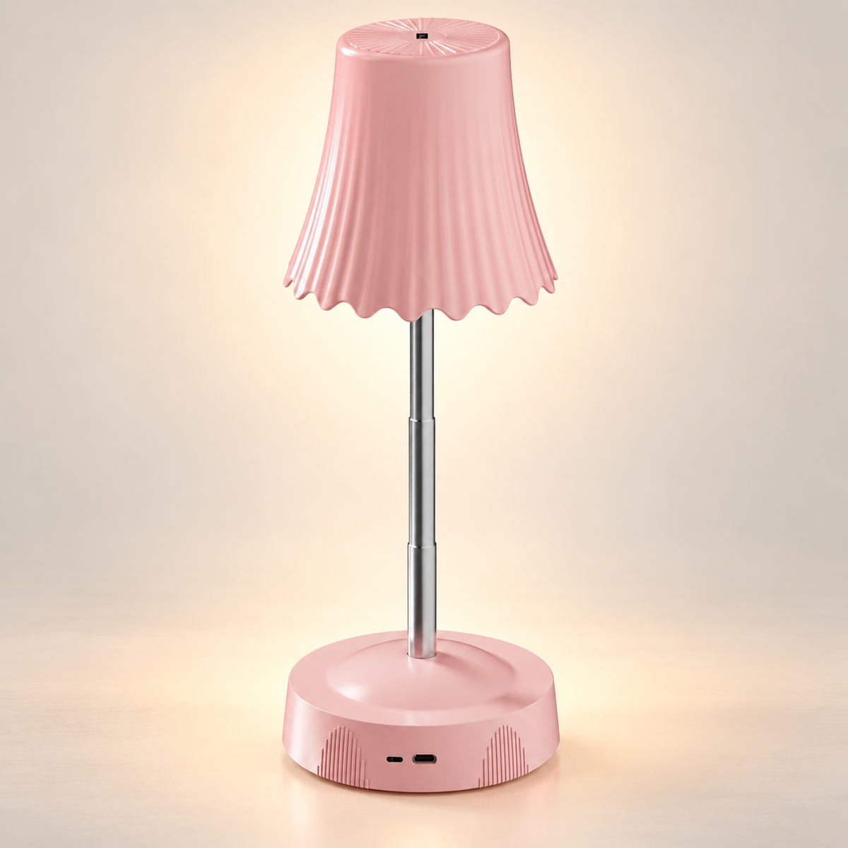 Lampe de chevet Sensor coloris Rose, abat-jour ondulé et tige télescopique | Cocon de Lune