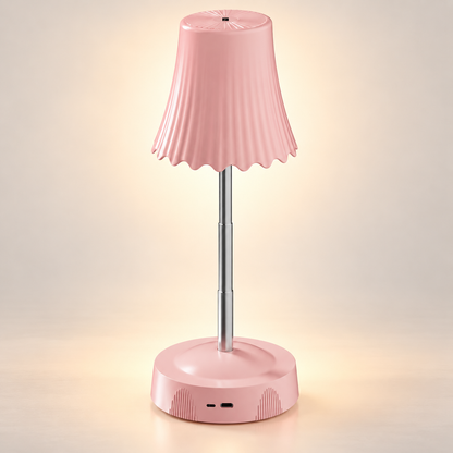 Lampe de chevet Sensor coloris Rose, abat-jour ondulé et tige télescopique | Cocon de Lune