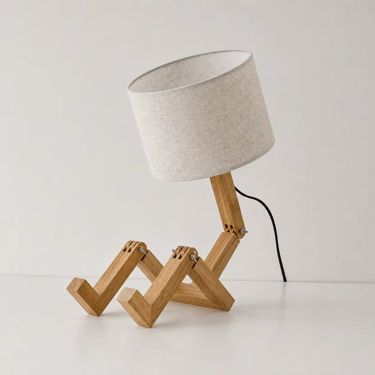 Lampe de Chevet Robot en Bois – Veilleuse LED Déco