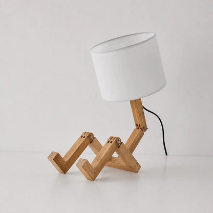 Lampe de Chevet Robot en Bois – Veilleuse LED Déco