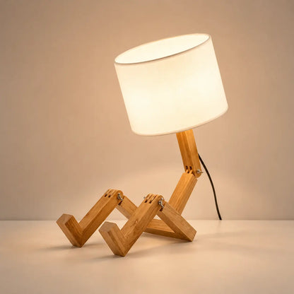 Lampe de Chevet Robot en Bois – Veilleuse LED Déco