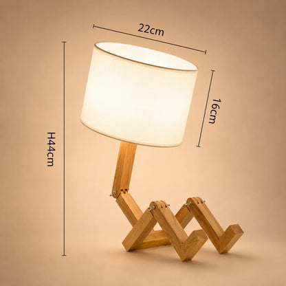 Lampe de Chevet Robot en Bois – Veilleuse LED Déco
