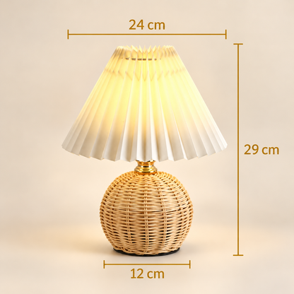 Lampe de Chevet Rotin Abat-jour Plissé - Panier de Lune | Cocon de Lune - dimensions