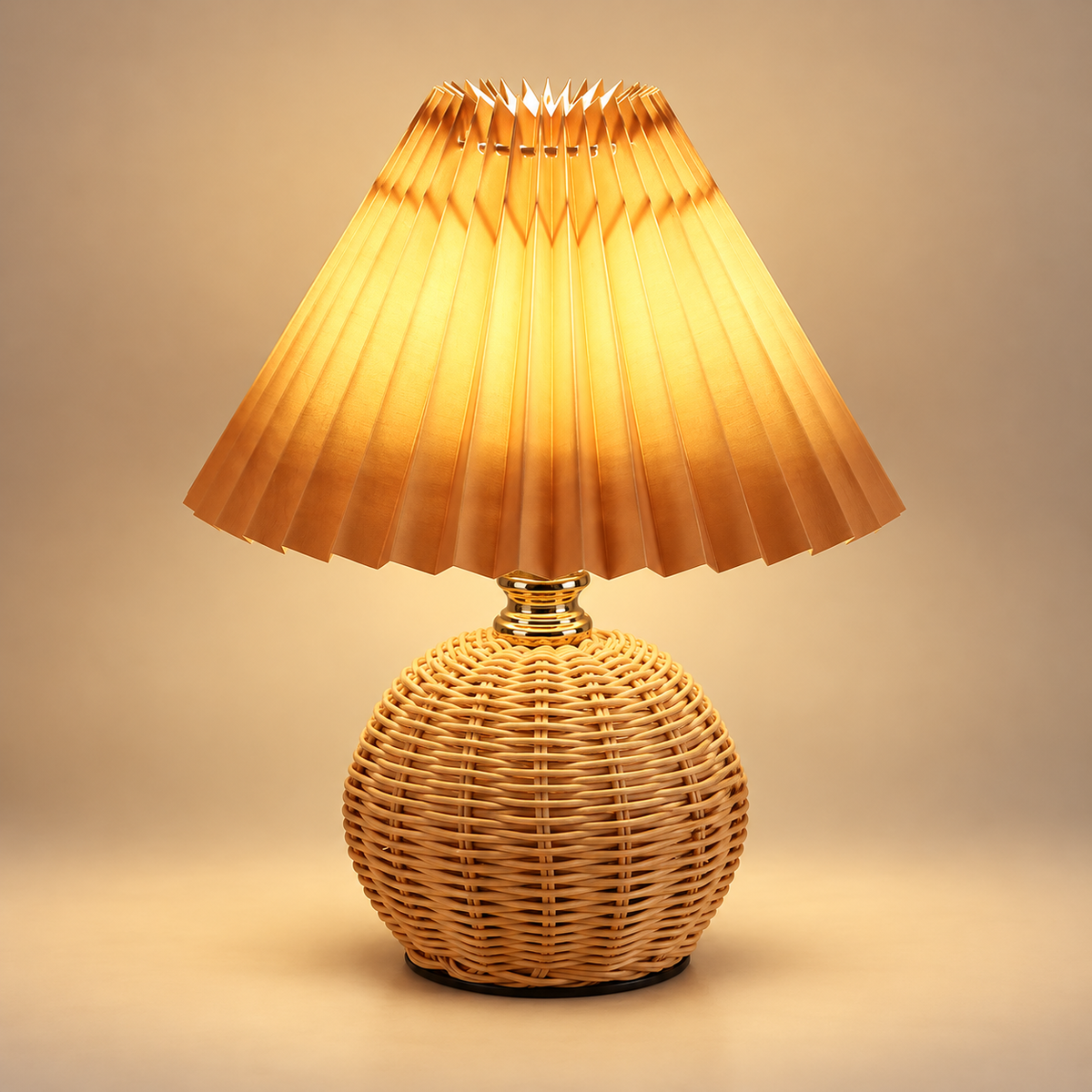 Lampe de Chevet Rotin Abat-jour Plissé - Panier de Lune | Cocon de Lune - lumière chaude