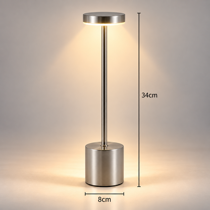 Lampe de Chevet Sans Fil en Aluminium - AirGlow | Cocon de Lune - dimensions Argent 34 cm x 8 cm