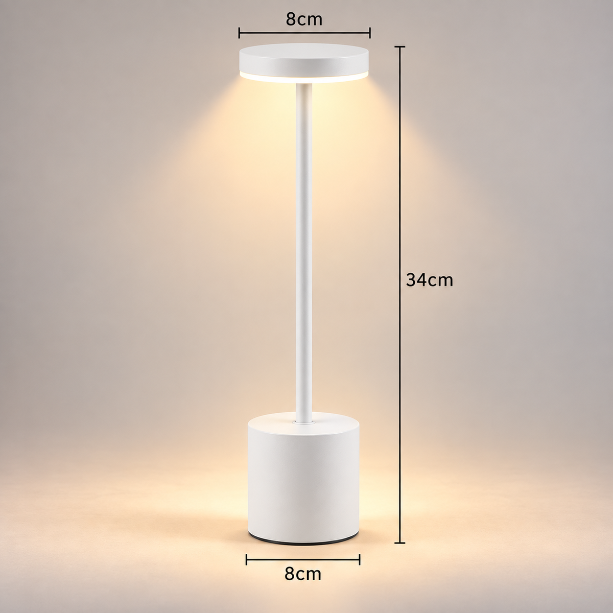 Lampe de Chevet Sans Fil en Aluminium - AirGlow | Cocon de Lune - dimensions Blanc 34 cm x 8 cm