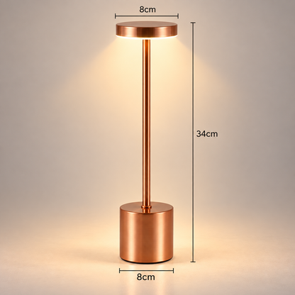 Lampe de Chevet Sans Fil en Aluminium - AirGlow | Cocon de Lune - dimensions Cuivre 34 cm x 8 cm