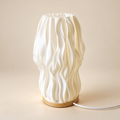Lampe de chevet Spirale Plissée 26 cm éteinte : abat-jour blanc aux plis organiques | Cocon de Lune