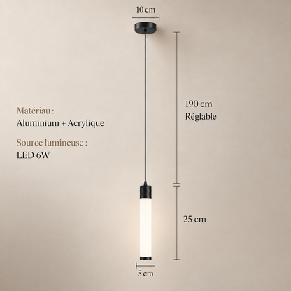 Dimensions de la Bâton Simple noire : rosace 10 cm, cordon réglable 190 cm, tube 25 x 5 cm | Cocon de Lune