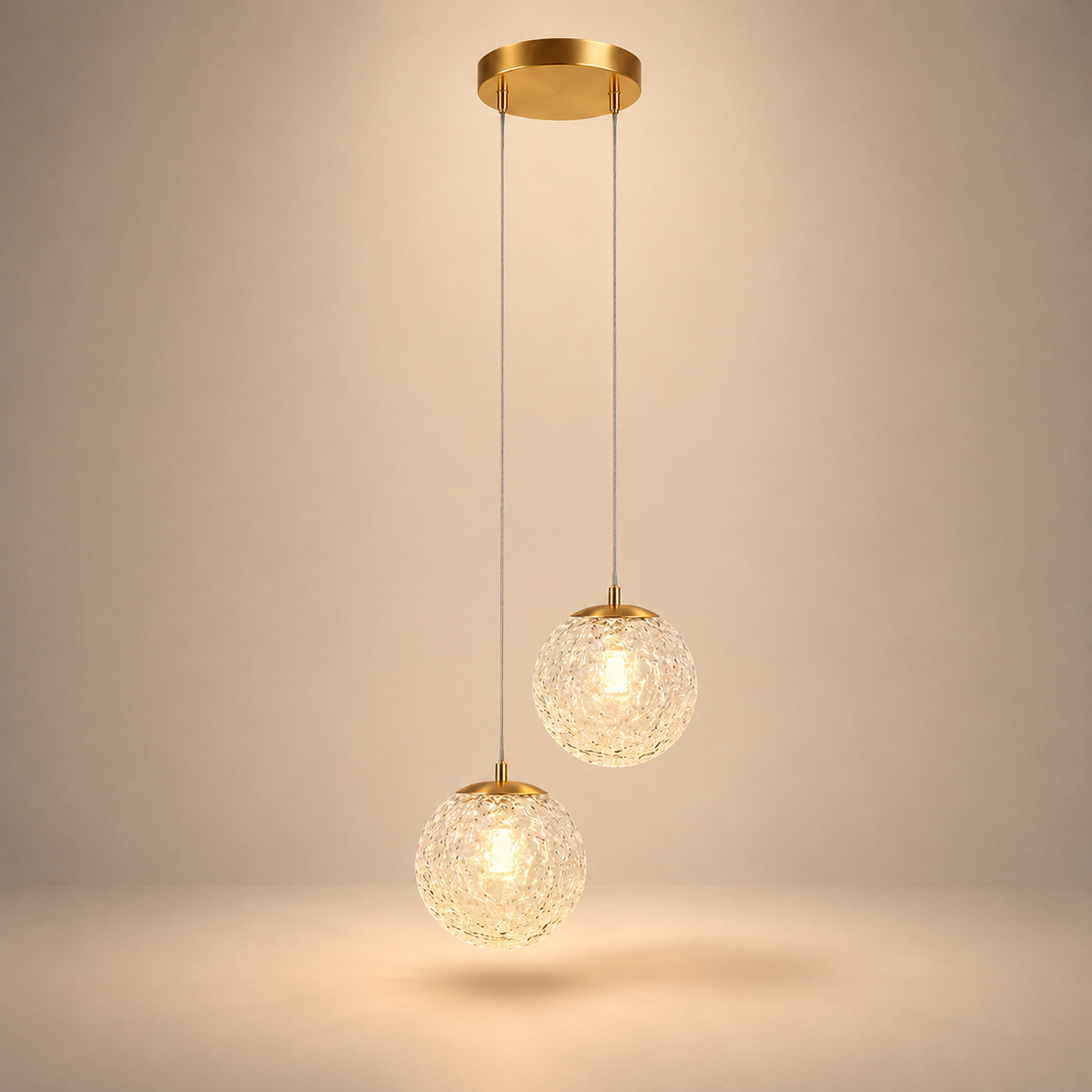 Lampe de Chevet Suspendue en Verre - Boule de Verre - Boule x2 | Cocon de Lune