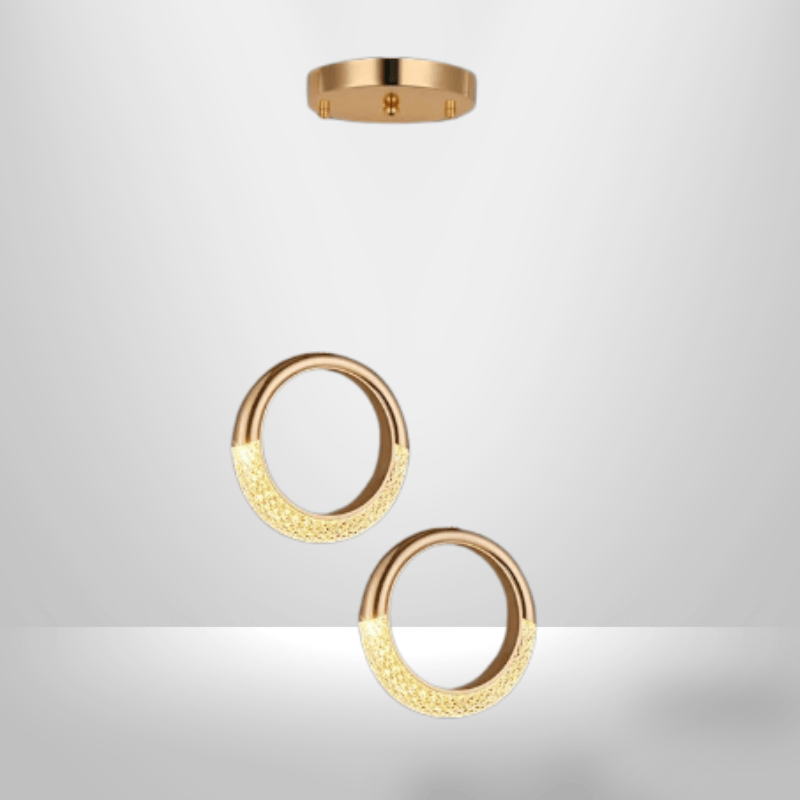 Lampe de Chevet Suspendue - Fil de Lune | Cocon de Lune Double Cercle / Lumière Blanche