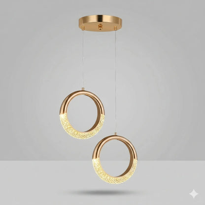 Lampe de Chevet Suspendue - Fil de Lune | Cocon de Lune Double Cercle / Lumière Blanche