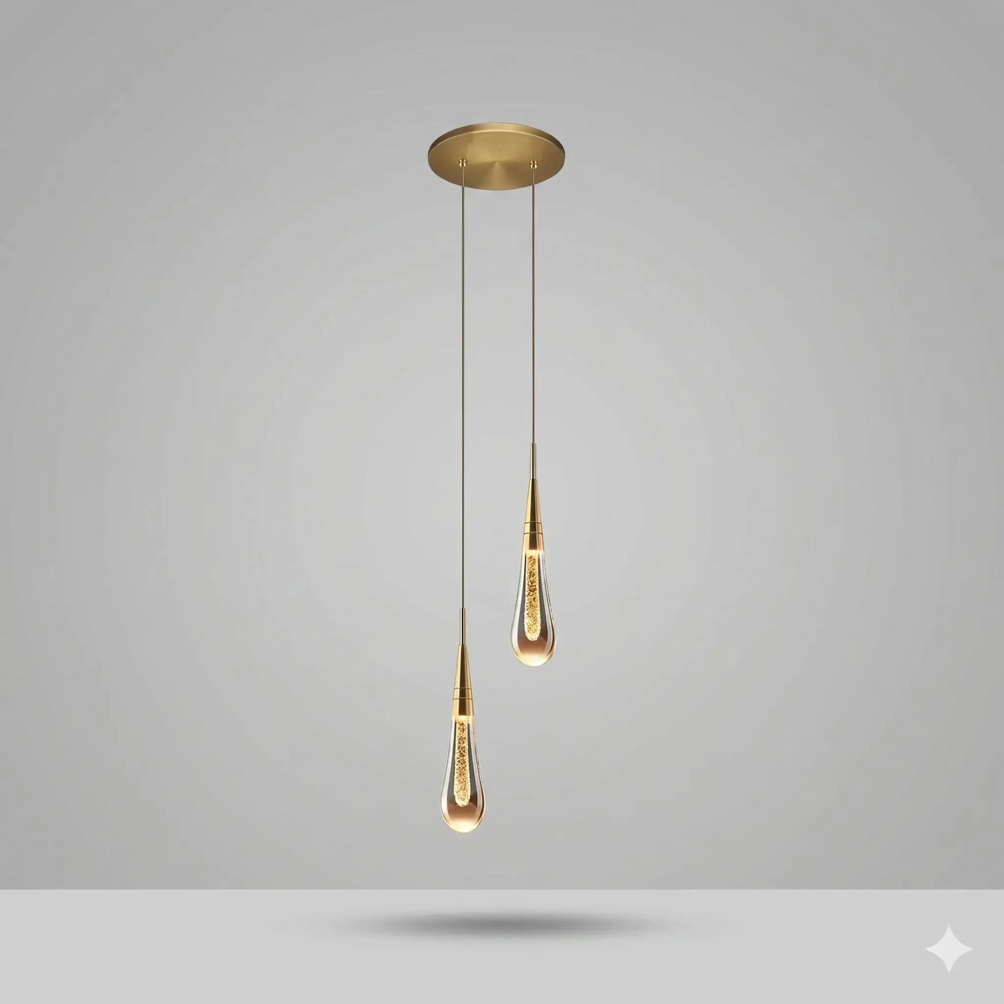 Lampe de Chevet Suspendue - Tige de Lumière | Cocon de Lune Goutte d'Eau x2 / Chaud