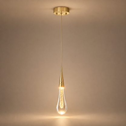Lampe de chevet suspendue Tige de Lumiere, goutte d eau simple allumee