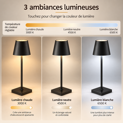 Lampe de Chevet Tactile Style Bistrot - Glide | Cocon de Lune - 3 teintes de lumière 3000K, 4500K, 6500K