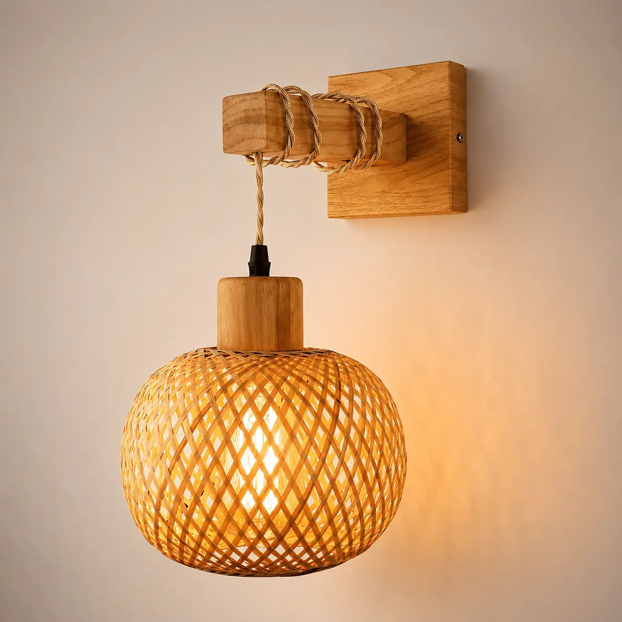 Lampe Murale en Bambou Tressé - Nara | Cocon de Lune