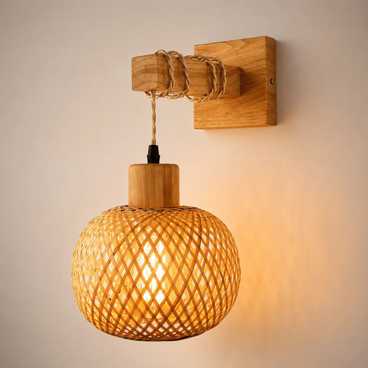 Lampe Murale en Bambou Tressé - Nara | Cocon de Lune