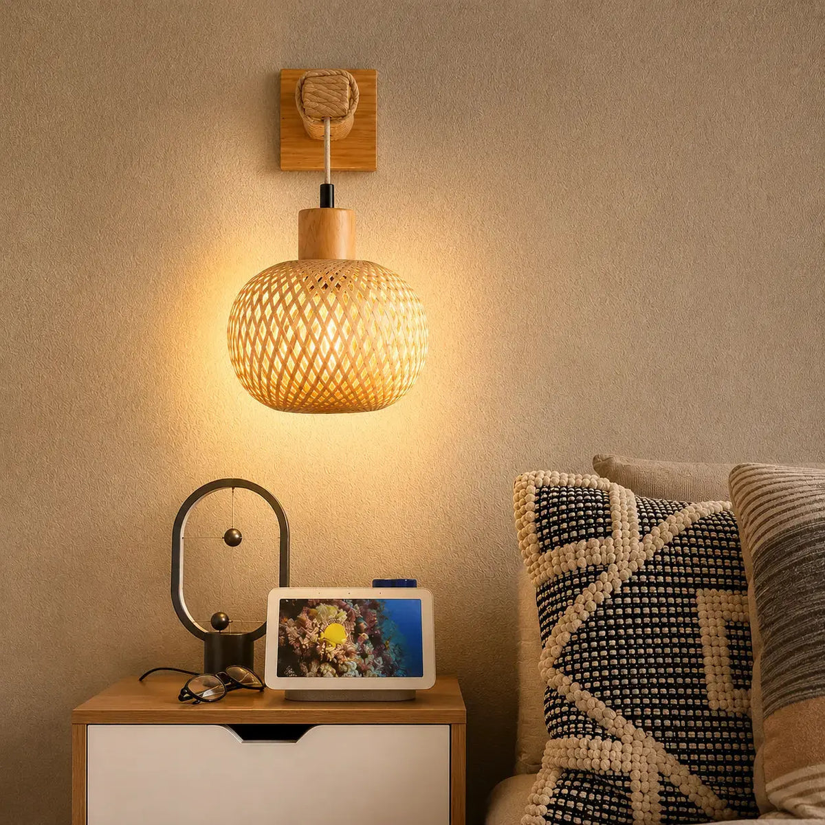 Lampe Murale en Bambou Tressé - Nara | Cocon de Lune
