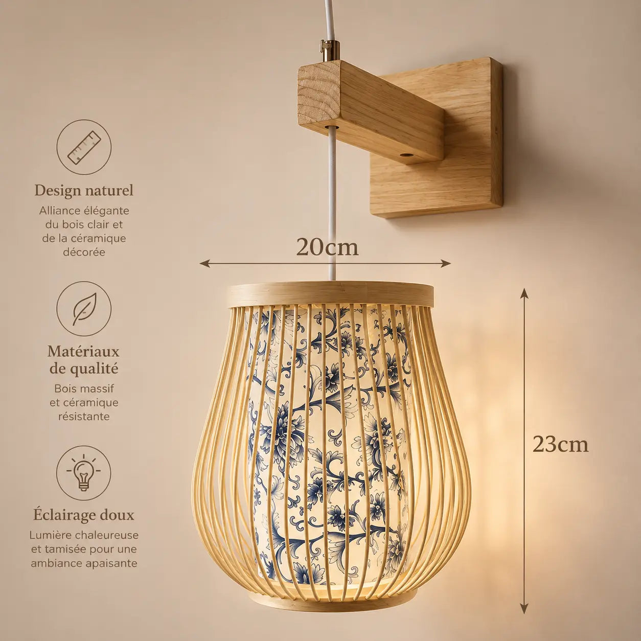 Lampe Murale en Bambou Tressé - Nara | Cocon de Lune
