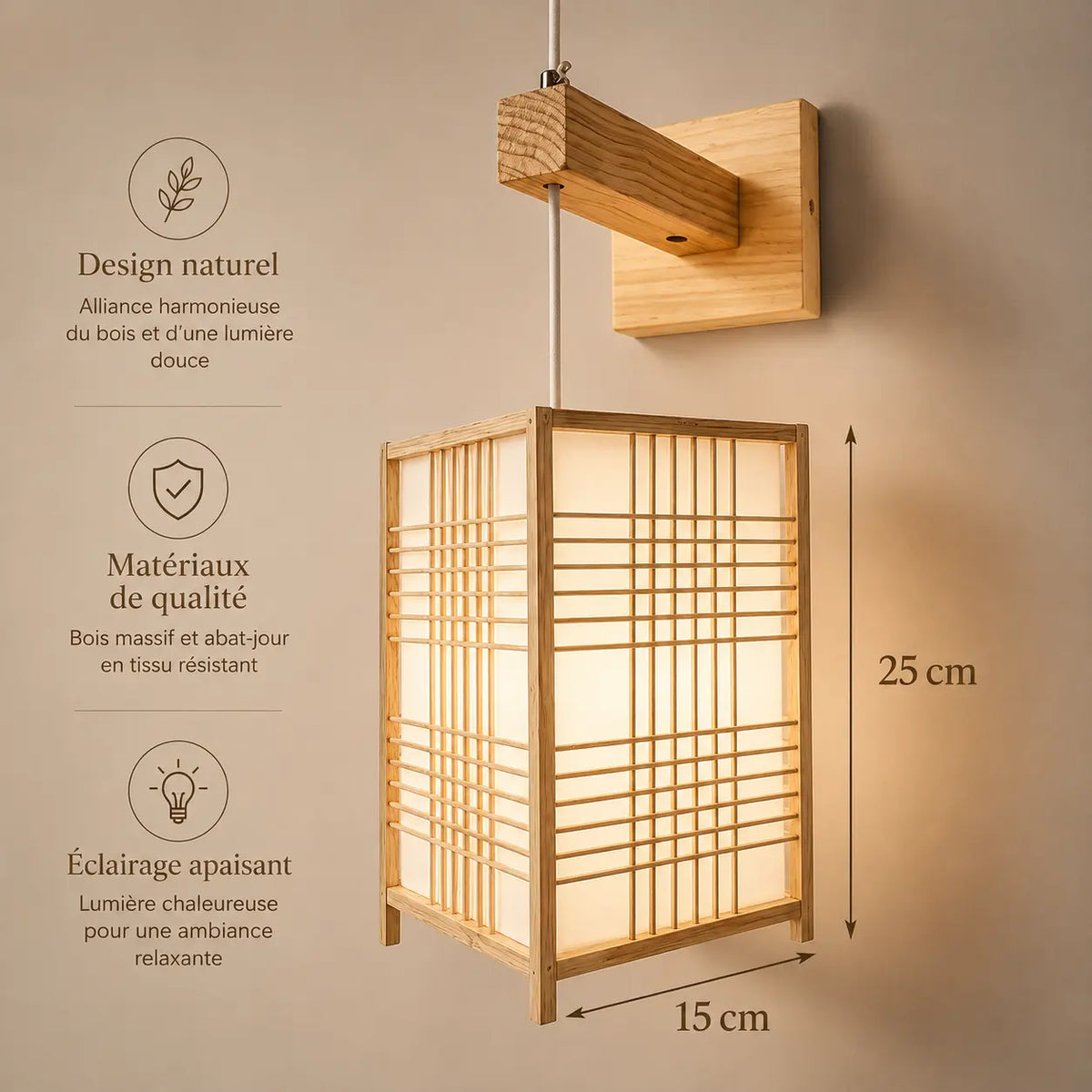Lampe Murale en Bambou Tressé - Nara | Cocon de Lune