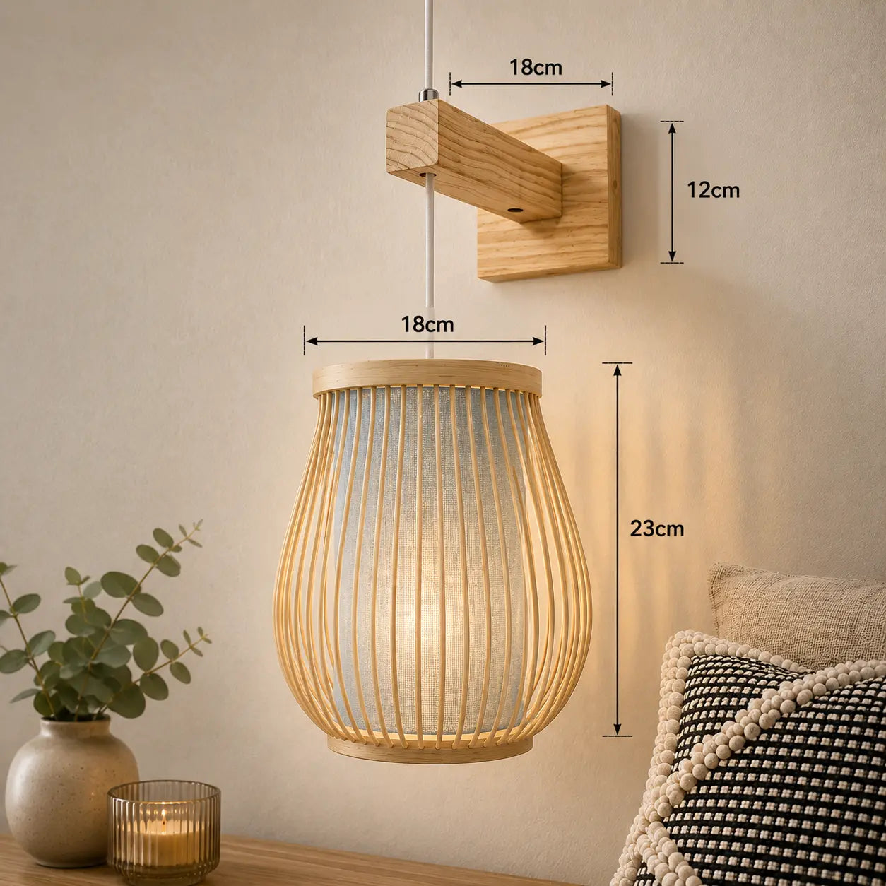 Lampe Murale en Bambou Tressé - Nara | Cocon de Lune