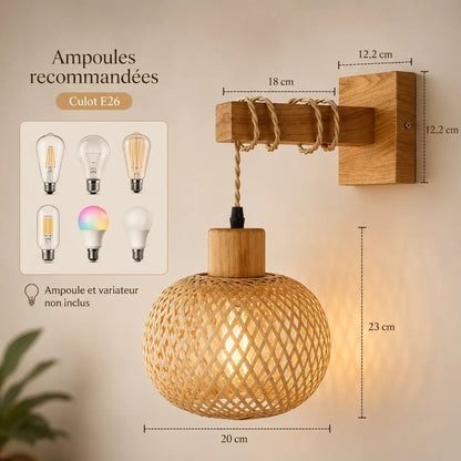 Lampe Murale en Bambou Tressé - Nara | Cocon de Lune