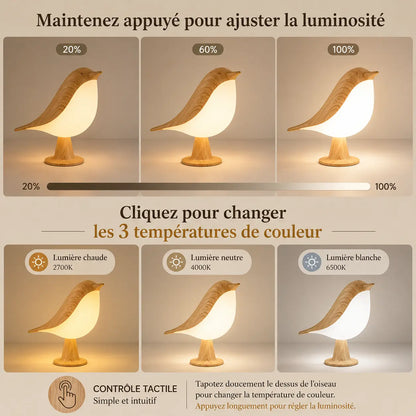 Lampe Oiseau Art Déco Tactile Rechargeable | Cocon de Lune