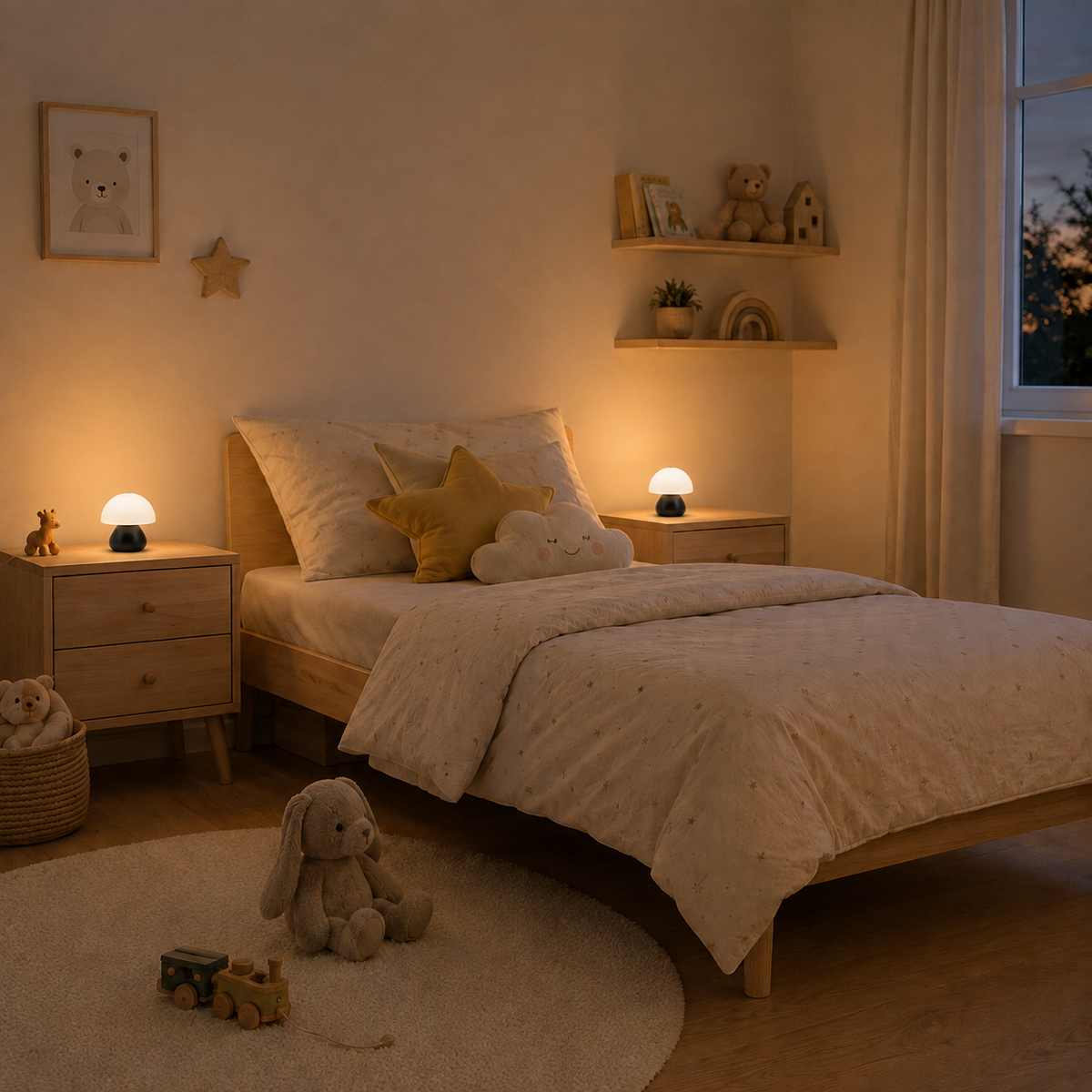 Gros plan sur la forme champignon de la lampe Petite Ronde | Cocon de Lune