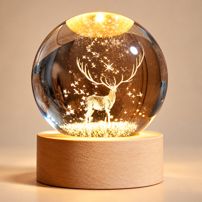 Petite Lampe de Chevet Boule de Cristal - MiniLune | Cocon de Lune - Cerf