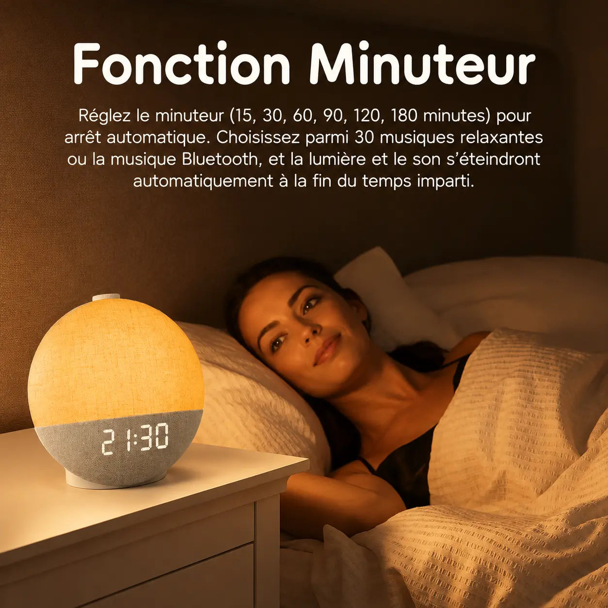 Minuteur d'arrêt automatique du réveil Éveil, de 15 à 180 minutes | Cocon de Lune