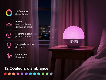 Veilleuse 12 couleurs d'ambiance du réveil Éveil, ici en rose | Cocon de Lune
