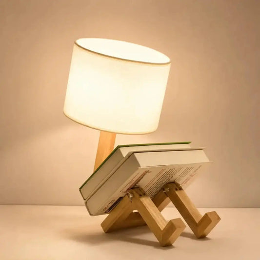 Lampe de Chevet Robot en Bois Veilleuse LED - Robi | Cocon de Lune