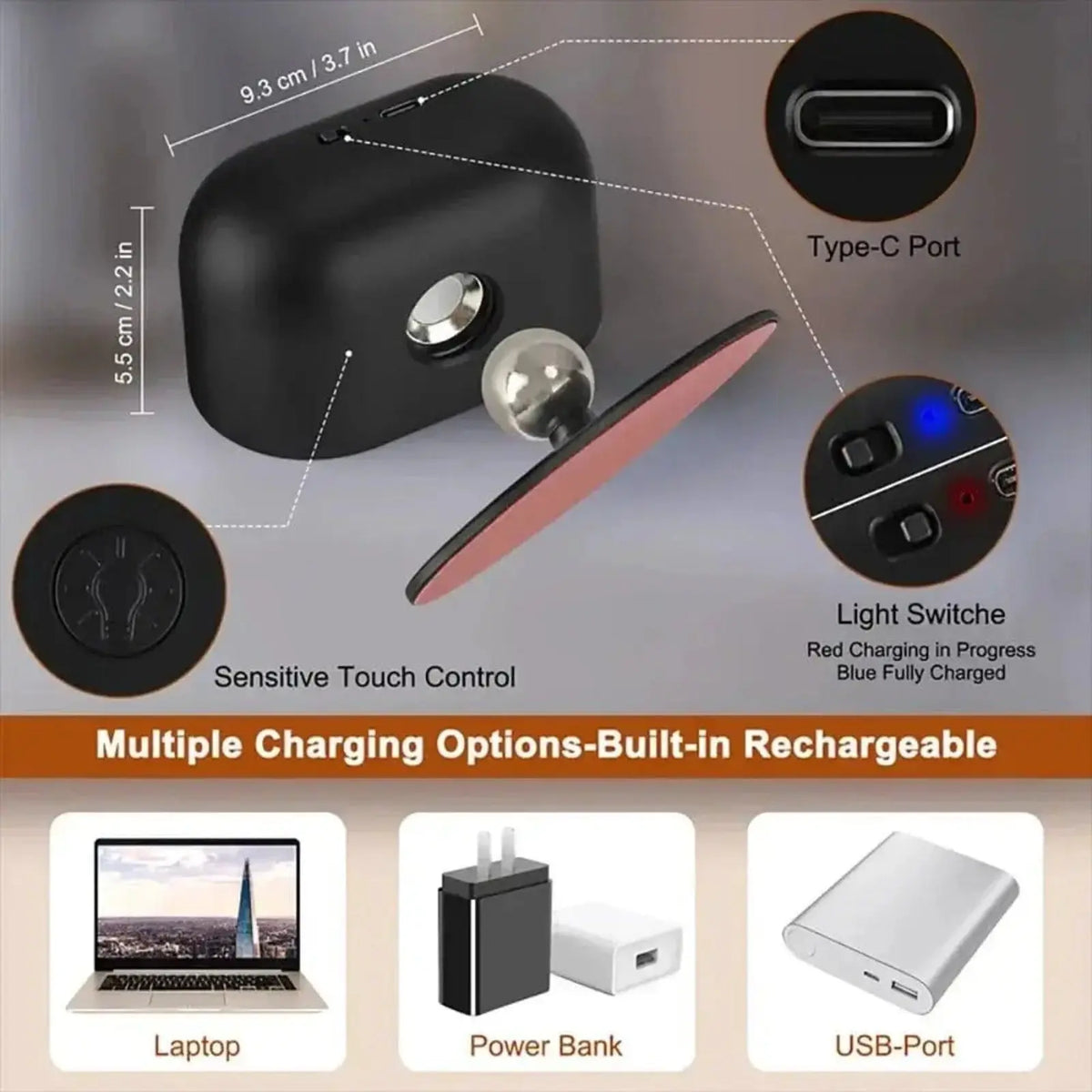 Lampe de Chevet Murale Rechargeable - SlideWall | Cocon de Lune