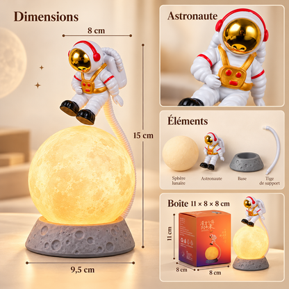 Veilleuse Astronaute sur la Lune - MiniStar | Cocon de Lune - Dimensions et éléments