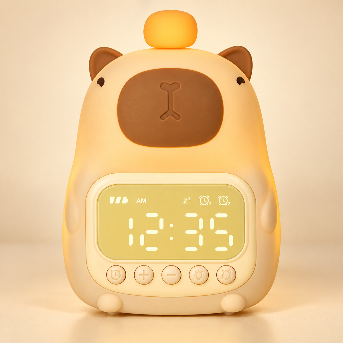 Veilleuse Bébé Capybara Horloge - BébéLume | Cocon de Lune - Capybara illuminé avec son horloge