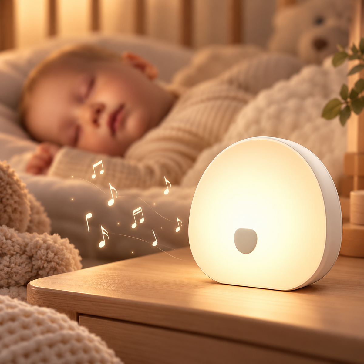 Veilleuse Bruit Blanc Rechargeable - Murmure | Cocon de Lune - dans une chambre de bébé