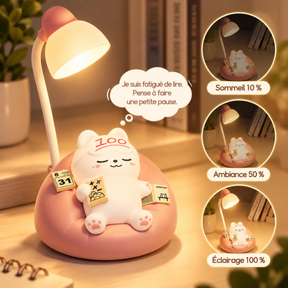 Veilleuse Chat Kawaii Rechargeable - Lovy | Cocon de Lune - 3 niveaux de lumière