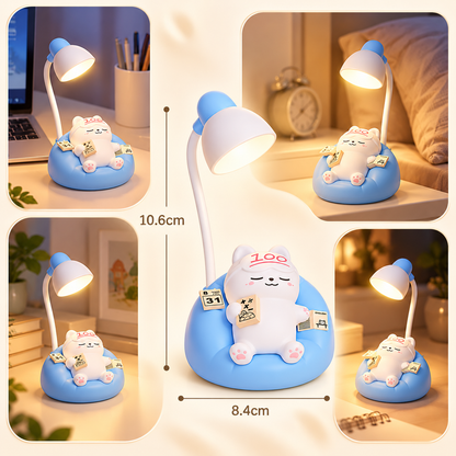 Veilleuse Chat Kawaii Rechargeable - Lovy | Cocon de Lune - Dimensions et mises en situation
